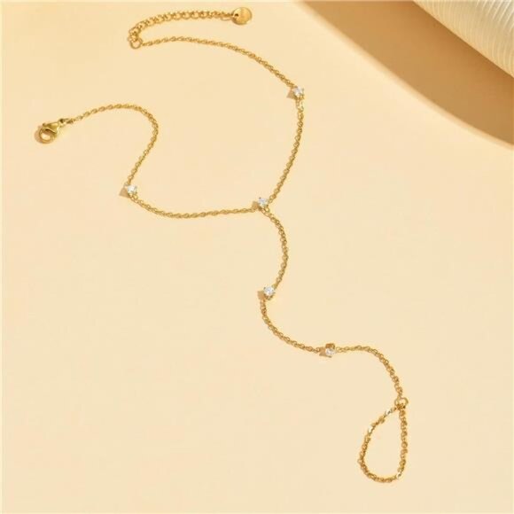 Anklets for Women Waterproof 18K Gold Plated Pearl Beaded Heart Diamond Ankle - Picture 6 of 6